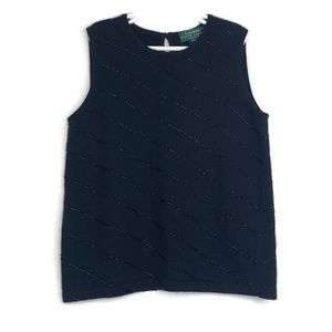 Lauren Ralph Lauren Petite Black Wool Vest